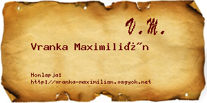 Vranka Maximilián névjegykártya